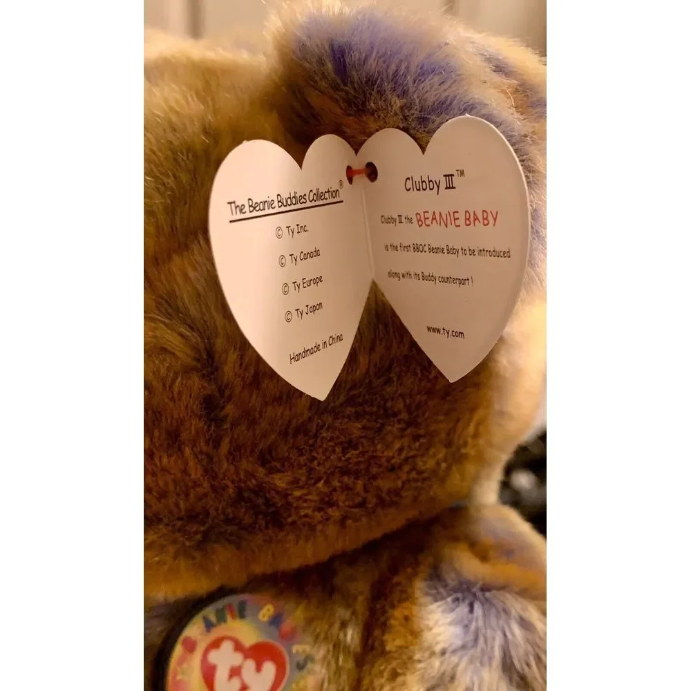 Ty 2000 Classic Beanie Buddy Buddies Clubby III Bear Plush Official Club 12